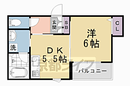 ディアマンテ鴨川五条 1DKの間取図画像