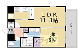 ライジングコート京都西院フロンティア 1LDKの間取図画像