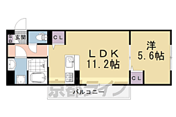フルールII 1LDKの間取図画像