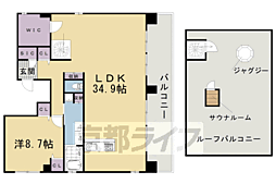 京都市右京区太秦上刑部町マンション 1LDKの間取図画像