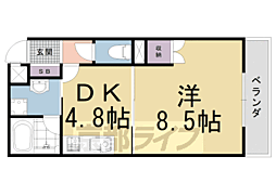 セントポーリア嵯峨野清水町 1DKの間取図画像