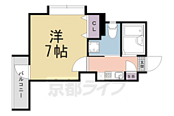 カーサ宇多野 1Kの間取図画像