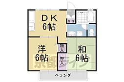 セジュールヴィヴァン 2DKの間取図画像