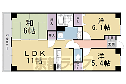 レジディア太秦 3LDKの間取図画像