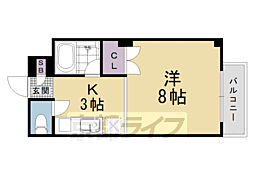 グランドールトキ 1Kの間取図画像