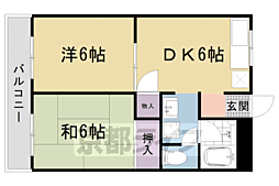 ラーバン嵯峨 2DKの間取図画像