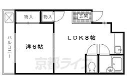 ハーティハウス一条 1LDKの間取図画像
