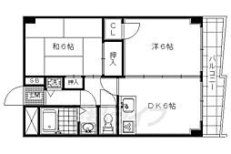 リアライズ金閣寺 2DKの間取図画像
