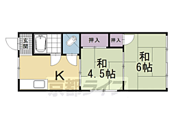 大橋マンション 2Kの間取図画像