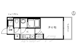 プレサンスTHEKYOTO彩美 1Kの間取図画像