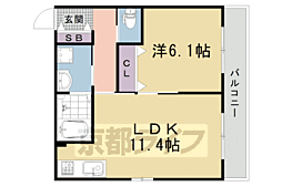 京都市右京区西京極町ノ坪町マンション 1LDKの間取図画像