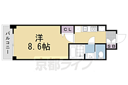 キンブリッジ京都千本丸太町 1Kの間取図画像