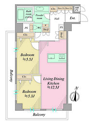 ドミール鶴見 2LDKの間取図画像