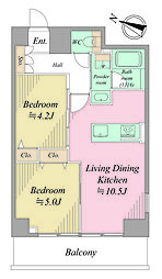 コスモ吉野町 2LDKの間取図画像