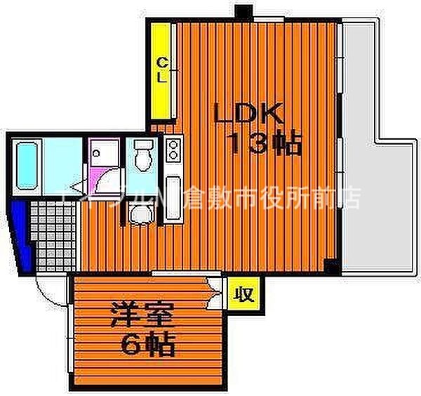 ガーディニア倉敷 ｜岡山県倉敷市田ノ上(賃貸マンション1LDK・4階・45.30㎡)の写真 その2