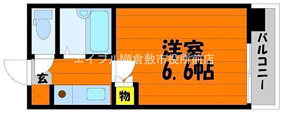 ミヨシマンション ｜岡山県倉敷市老松町3丁目(賃貸マンション1K・4階・18.00㎡)の写真 その2