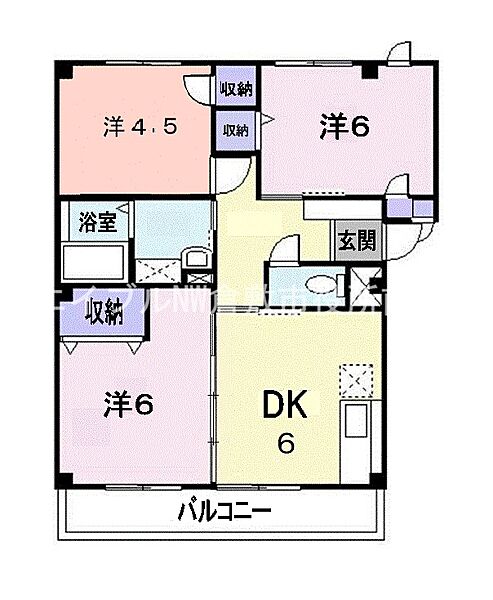 エクシ－ド永山　Ｂ ｜岡山県倉敷市大内(賃貸マンション3DK・3階・57.05㎡)の写真 その2