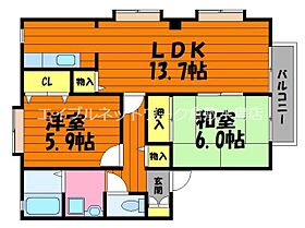 フォブールセラフィーV 202 ｜ 岡山県倉敷市茶屋町2062-6（賃貸アパート2LDK・2階・59.62㎡） その2