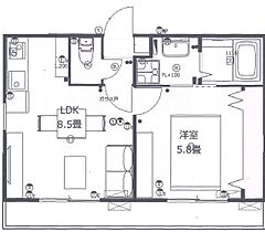 岡山県岡山市北区万成西町1-14（賃貸アパート1LDK・2階・33.12㎡） その2