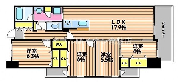 岡山県倉敷市西中新田(賃貸マンション4LDK・2階・87.02㎡)の写真 その2