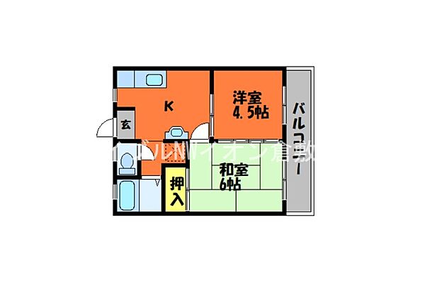 岡山県倉敷市中島(賃貸アパート2DK・2階・34.60㎡)の写真 その2