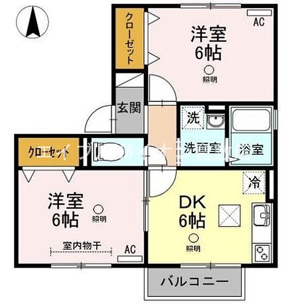 岡山県総社市溝口(賃貸アパート2DK・1階・43.80㎡)の写真 その2