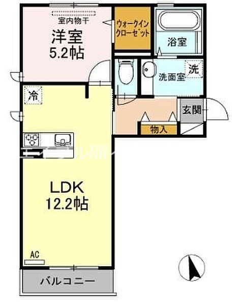 岡山県倉敷市上富井(賃貸アパート1LDK・3階・44.17㎡)の写真 その2