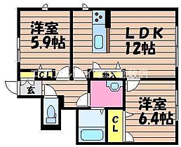 岡山県倉敷市真備町川辺（賃貸アパート2LDK・1階・57.63㎡） その2