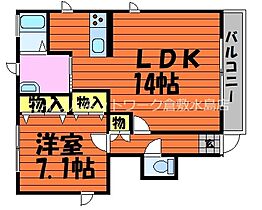 岡山県倉敷市茶屋町325（賃貸アパート1LDK・1階・51.20㎡） その2