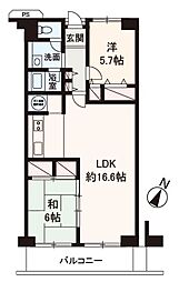 狭山スカイハイツ 2LDKの間取り