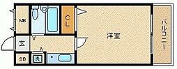 ルイシャトレ恵比寿 1Kの間取図画像