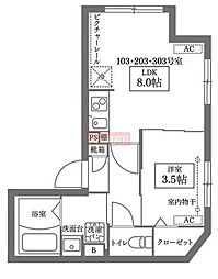 COCOCUBE南長崎 1LDKの間取図画像