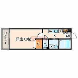 シャテロハイツ弐番館 1Kの間取図画像