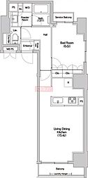 Haluwa芝公園 1LDKの間取図画像
