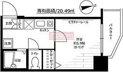 クレアシオンワセダ 1Kの間取図画像