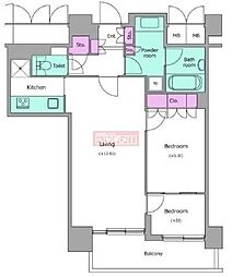 レジディアタワー目黒不動前 1SLDKの間取図画像