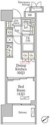 パークヴィラ恵比寿 1DKの間取図画像