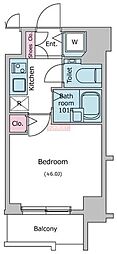 レジディア広尾2 1Kの間取図画像