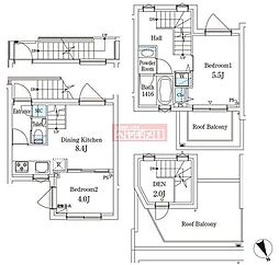 AGRATIOTERRCE恵比寿 2DKの間取図画像