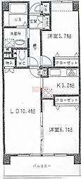 朝日レジデンス 2LDKの間取図画像
