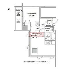 コンフォリア白金高輪 1LDKの間取図画像