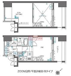 ZOOM目黒 ワンルームの間取図画像