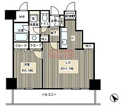 トレステージ目黒 1LDKの間取図画像