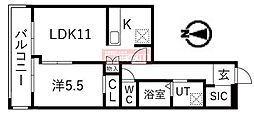 シティコート目黒3号棟 1LDKの間取図画像