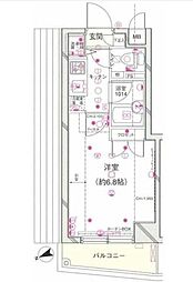 パレステュディオ五反田 1Kの間取図画像