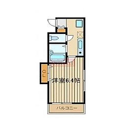 コスモ千川 2階1Kの間取り