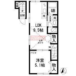 リオン・ドール 2階1LDKの間取り