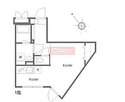 アルティザ氷川台 2階ワンルームの間取り