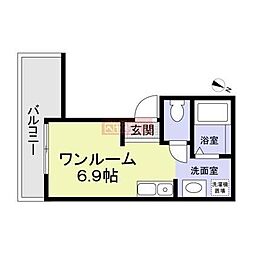 Windflower ワンルームの間取図画像