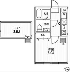 ルクール平和台 1Kの間取図画像